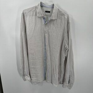 Saks Fifth Avenue New York Two Shirt Lot Mens XL Linen Solid & Plaid Long-Sleeve
